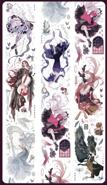 8640】海外 マステ 3/5/巻売り 貝殻光マスキングテープ 猫 背景 8640