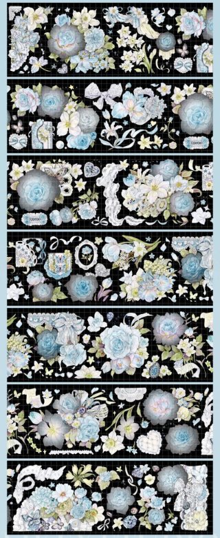 贝壳光 6cm×10m 漫步花丛中 海外マスキングテープ 贝壳光 6cm×10m 漫步花丛中 海外マスキングテープ