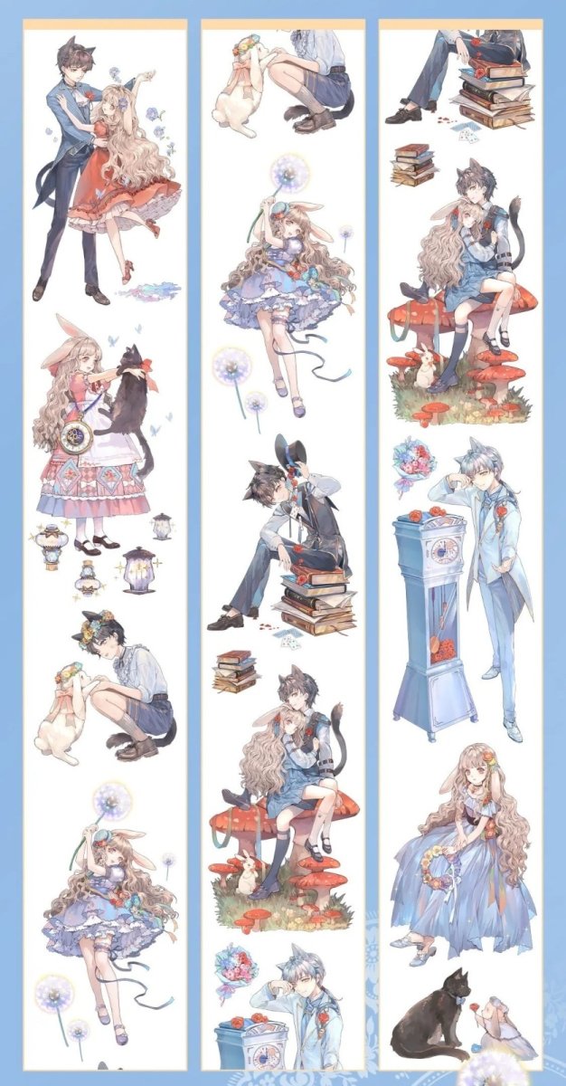 画像1: 【一木一横】兔子先生和猫小姐-PET貝殻光 (1)