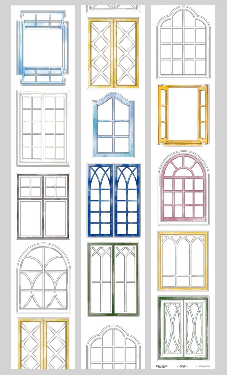 画像1: 【時間格子】窓前-PET貼紙巻（ダイカット） (1)