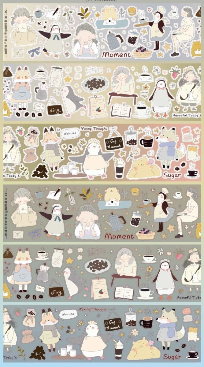 画像1: 【DILIS】咖啡館手帳時光-透明PET白墨（ダイカット） (1)