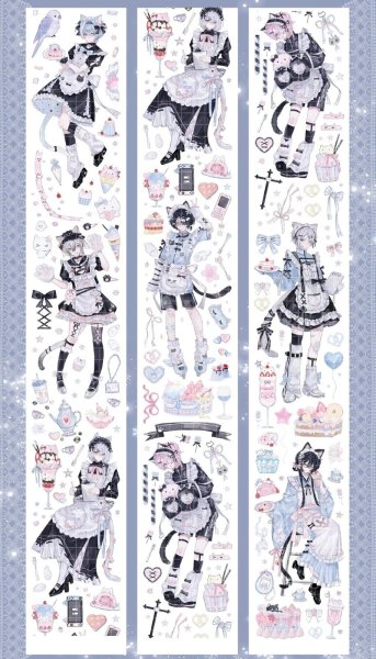 ✩残１✩J603＃英式下午茶(贝壳光)巫女sama切り売り海外人物マステ女の子 巫女sama】喫茶店-PET貝殻光 - 沼のオアシス 海外マステのカット販売店