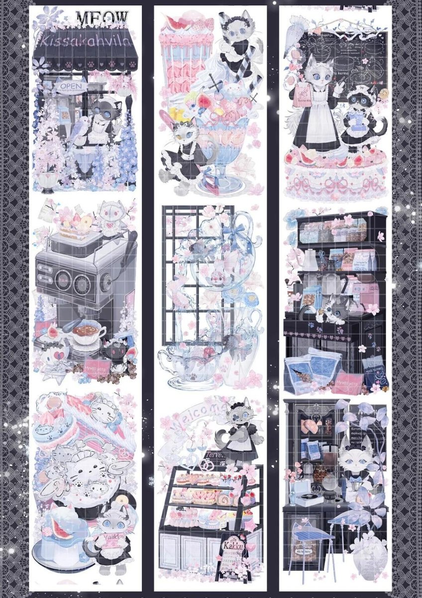 画像1: 【巫女sama】猫咪喫茶店-PET貝殻光（ダイカット） (1)
