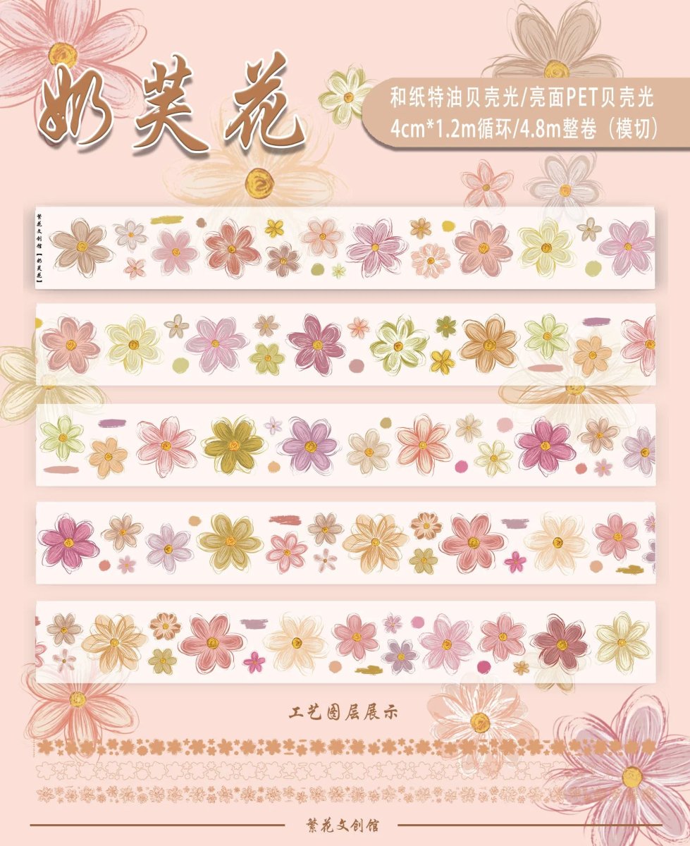 画像1: 【繁花】奶芙花 -PET貝殻光（ダイカット） (1)