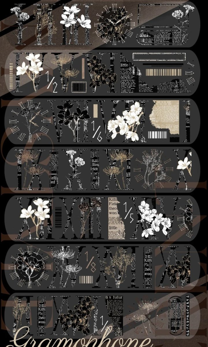 画像1: 【霖藍汐】古黒羅馬-PET（ダイカット） (1)