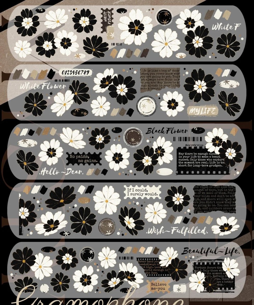 画像1: 【霖藍汐】墨白花夢-PET（ダイカット） (1)
